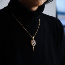 Load image into Gallery viewer, Antique Victorian 15K Gold Blue Enamel & Pearl Pendant Locket Necklace - c.1880