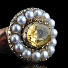 Load image into Gallery viewer, Antique Georgian Citrine & Pearl Cluster Ring 14K Gold - c.1800