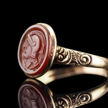 Load image into Gallery viewer, Antique Georgian Cameo Ring 10K Gold with Roman Soldier Engraving - c.1820