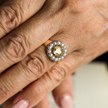 Load image into Gallery viewer, Antique Georgian Citrine & Pearl Cluster Ring 14K Gold - c.1800