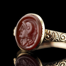 Load image into Gallery viewer, Antique Georgian Cameo Ring 10K Gold with Roman Soldier Engraving - c.1820