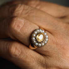 Load image into Gallery viewer, Antique Georgian Citrine & Pearl Cluster Ring 14K Gold - c.1800
