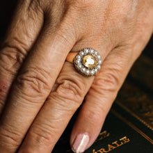 Load image into Gallery viewer, Antique Georgian Citrine & Pearl Cluster Ring 14K Gold - c.1800