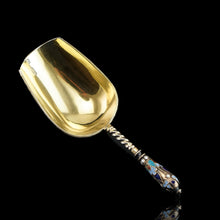 Load image into Gallery viewer, Antique Imperial Russian Solid Silver Caddy Spoon Cloisonne Enamel - Gustav Klingert 1891