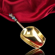 Load image into Gallery viewer, Antique Imperial Russian Solid Silver Caddy Spoon Cloisonne Enamel - Gustav Klingert 1891