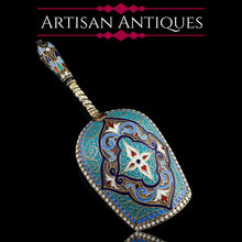 Load image into Gallery viewer, Antique Imperial Russian Solid Silver Caddy Spoon Cloisonne Enamel - Gustav Klingert 1891