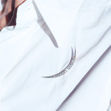 Load image into Gallery viewer, Antique Victorian Diamond Brooch Crescent 14K Gold - c.1890