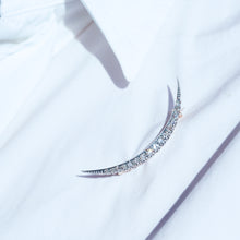 Load image into Gallery viewer, Antique Victorian Diamond Brooch Crescent 14K Gold - c.1890