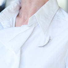 Load image into Gallery viewer, Antique Victorian Diamond Brooch Crescent 14K Gold - c.1890