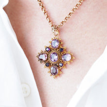 Load image into Gallery viewer, Antique Georgian 18K Gold Amethyst Pendant Necklace Cannetille - c.1820