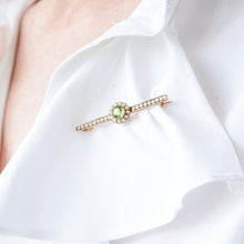 Load image into Gallery viewer, Antique Victorian Peridot and Seed Pearl Cluster Brooch 9K Gold - c.1900
