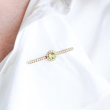Load image into Gallery viewer, Antique Victorian Peridot and Seed Pearl Cluster Brooch 9K Gold - c.1900