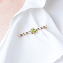 Load image into Gallery viewer, Antique Victorian Peridot and Seed Pearl Cluster Brooch 9K Gold - c.1900