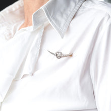 Load image into Gallery viewer, Antique Victorian Diamond Heart & Crescent Brooch 14K Gold - c.1900