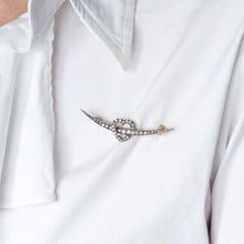 Load image into Gallery viewer, Antique Victorian Diamond Heart & Crescent Brooch 14K Gold - c.1900