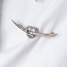Load image into Gallery viewer, Antique Victorian Diamond Heart & Crescent Brooch 14K Gold - c.1900