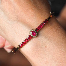 Load image into Gallery viewer, Antique Victorian/Edwardian Pink Garnet & Seed Pearl Bangle 9K Gold - c.1900