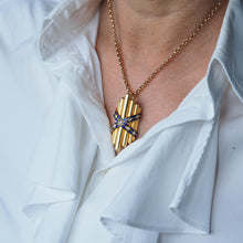 Load image into Gallery viewer, Antique Victorian 18K Gold Rose Cut Diamond & Blue Enamel Pendant - c.1880