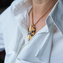 Load image into Gallery viewer, Antique Victorian 18K Gold Rose Cut Diamond & Blue Enamel Pendant - c.1880