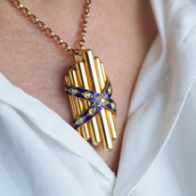 Load image into Gallery viewer, Antique Victorian 18K Gold Rose Cut Diamond & Blue Enamel Pendant - c.1880