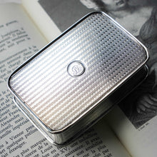 Load image into Gallery viewer, Large Antique Georgian Solid Silver Snuff Box with Engine Turned Motifs - London 1814