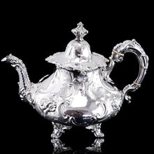 Load image into Gallery viewer, Antique Victorian Solid Silver Teapot in Louis XV Rococo Style - Barnard 1854