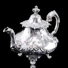Load image into Gallery viewer, Antique Victorian Solid Silver Teapot in Louis XV Rococo Style - Barnard 1854