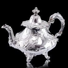 Load image into Gallery viewer, Antique Victorian Solid Silver Teapot in Louis XV Rococo Style - Barnard 1854