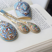 Load image into Gallery viewer, Antique Imperial Russian Solid Silver Caddy Spoon Cloisonne Enamel - Gustav Klingert 1891