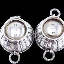 Load image into Gallery viewer, Antique Victorian Solid Silver Salts Basket Weave Design - Robert Hennell 1862