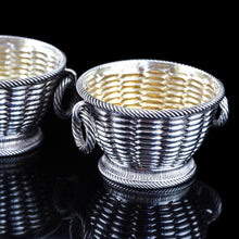 Load image into Gallery viewer, Antique Victorian Solid Silver Salts Basket Weave Design - Robert Hennell 1862