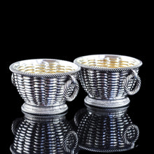 Load image into Gallery viewer, Antique Victorian Solid Silver Salts Basket Weave Design - Robert Hennell 1862