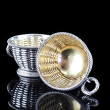 Load image into Gallery viewer, Antique Victorian Solid Silver Salts Basket Weave Design - Robert Hennell 1862