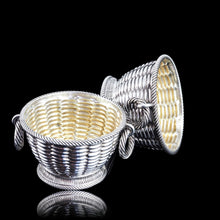 Load image into Gallery viewer, Antique Victorian Solid Silver Salts Basket Weave Design - Robert Hennell 1862