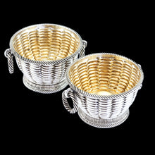 Load image into Gallery viewer, Antique Victorian Solid Silver Salts Basket Weave Design - Robert Hennell 1862
