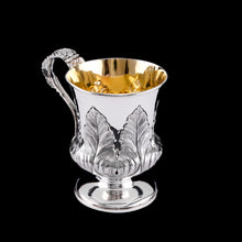 Load image into Gallery viewer, Antique Georgian Solid Silver Mug Cup with Chased Laurel Leaves - London c.1800s