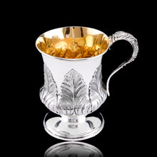 Load image into Gallery viewer, Antique Georgian Solid Silver Mug Cup with Chased Laurel Leaves - London c.1800s
