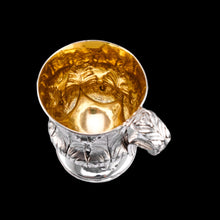 Load image into Gallery viewer, Antique Georgian Solid Silver Mug Cup with Chased Laurel Leaves - London c.1800s