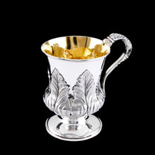 Load image into Gallery viewer, Antique Georgian Solid Silver Mug Cup with Chased Laurel Leaves - London c.1800s