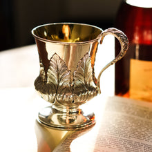 Load image into Gallery viewer, Antique Georgian Solid Silver Mug Cup with Chased Laurel Leaves - London c.1800s