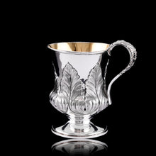 Load image into Gallery viewer, Antique Georgian Solid Silver Mug Cup with Chased Laurel Leaves - London c.1800s