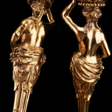 Load image into Gallery viewer, Antique Solid Silver Gilt Candlesticks Figural/Caryatid Design - J.C. Klinkosch c.1870