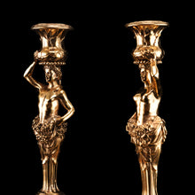 Load image into Gallery viewer, Antique Solid Silver Gilt Candlesticks Figural/Caryatid Design - J.C. Klinkosch c.1870