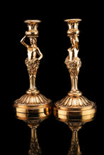 Load image into Gallery viewer, Antique Solid Silver Gilt Candlesticks Figural/Caryatid Design - J.C. Klinkosch c.1870