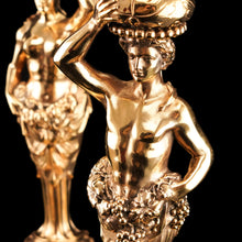 Load image into Gallery viewer, Antique Solid Silver Gilt Candlesticks Figural/Caryatid Design - J.C. Klinkosch c.1870