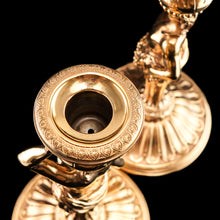 Load image into Gallery viewer, Antique Solid Silver Gilt Candlesticks Figural/Caryatid Design - J.C. Klinkosch c.1870