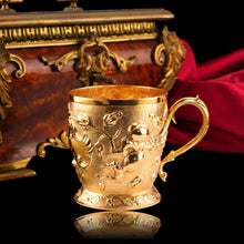 Load image into Gallery viewer, Antique Victorian Solid Silver Gilt Mug Cup Naturalistic Motif - Elkington & Co Ltd 1891