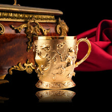 Load image into Gallery viewer, Antique Victorian Solid Silver Gilt Mug Cup Naturalistic Motif - Elkington & Co Ltd 1891