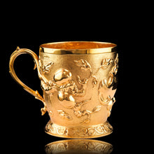 Load image into Gallery viewer, Antique Victorian Solid Silver Gilt Mug Cup Naturalistic Motif - Elkington & Co Ltd 1891