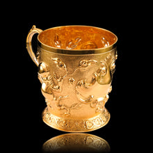 Load image into Gallery viewer, Antique Victorian Solid Silver Gilt Mug Cup Naturalistic Motif - Elkington & Co Ltd 1891